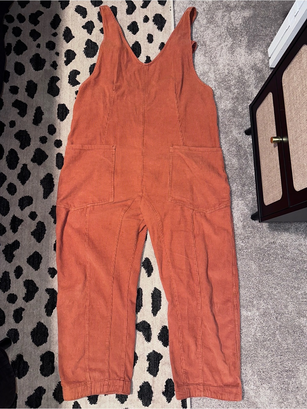 We The Free Corduroy Wide-Leg Jumpsuit in Rust Orange - Picture 6 of 9